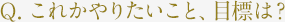 これかやりたいこと、目標は？
